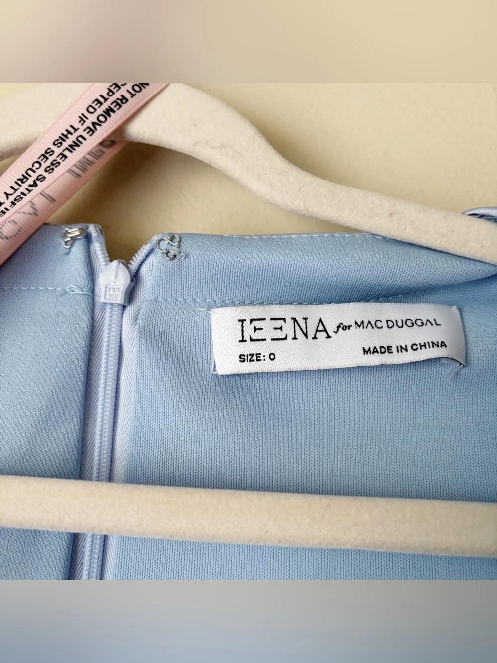 Ieena for Mac Duggal | Short Puff Sleeve Faux Wrap Mini Dress Powder Blue Size 0